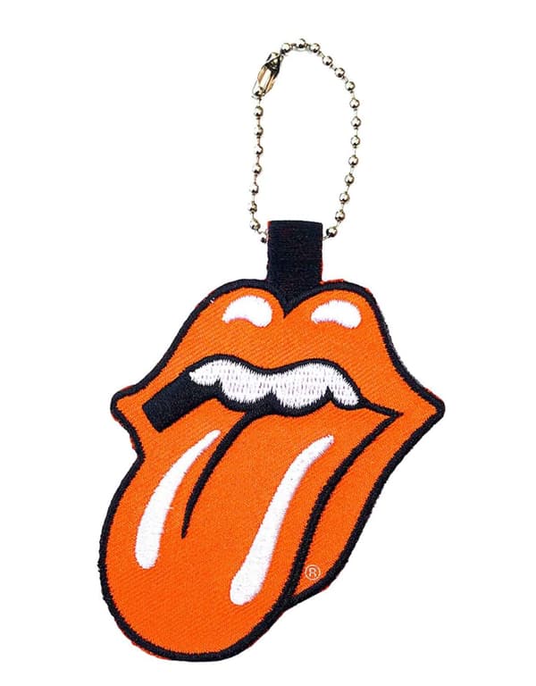 The Rolling Stones Keyring Classic Tongue Band Logo Embroidered Official Orange One Size