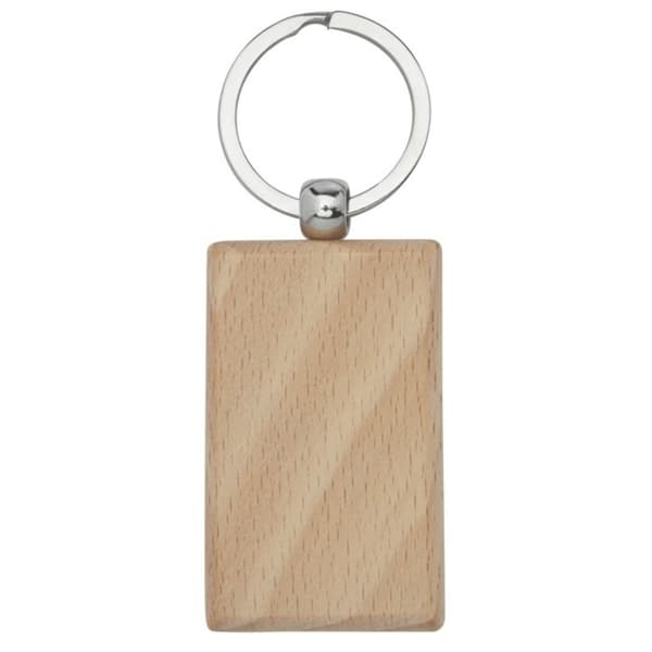 Bullet Gian Rectangular Beech Wood Keyring Natural One Size