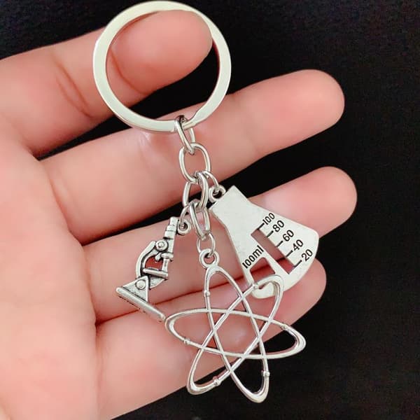 Nyckelring Vetenskap Kemi Atom Fysik Mikroskop Science