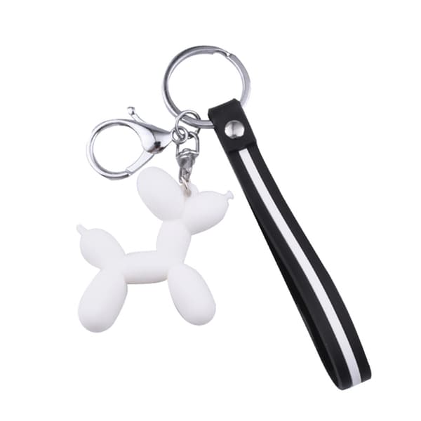 Elegant Unik Ballong Hund Nyckelring Vit Vit