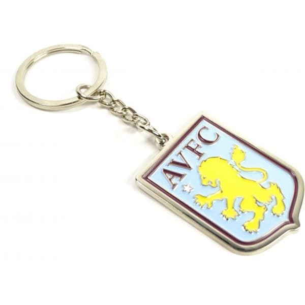 Aston Villa FC Crest Keyring Silver/Blue/Yellow One Size