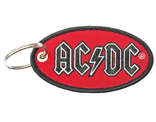 AC/DC Keyring Keychain Oval Classic Band Logo Patch Official Red One Size