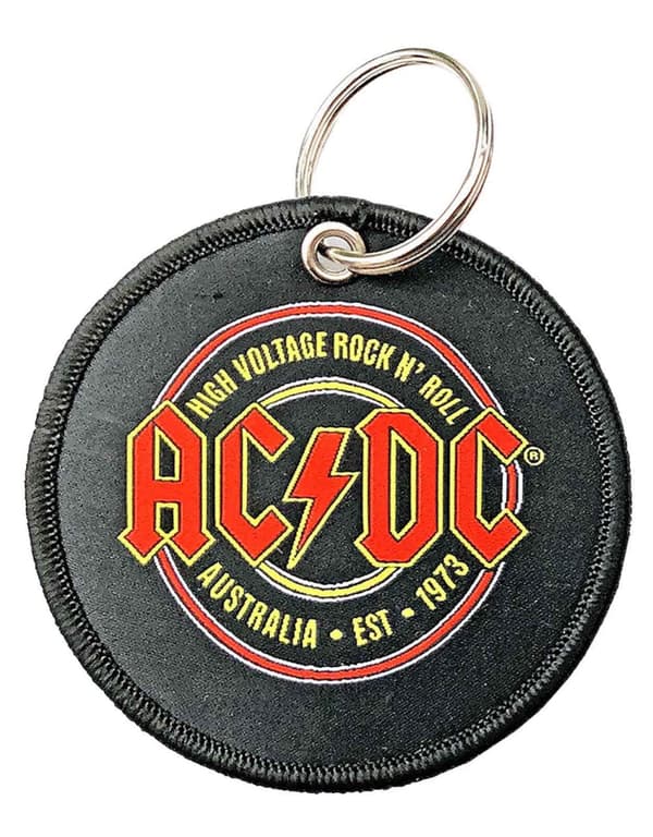 AC/DC Keyring Keychain Est 1973 Patch Band Logo Official Black 7cm