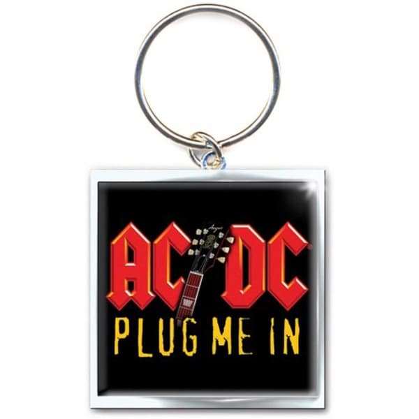 AC/DC Keyring Keychain Plug me in band logo Official Taglia unica
