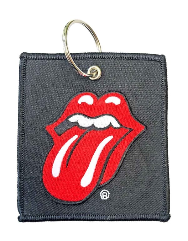 The Rolling Stones Keyring Classic Tongue Band Logo Embroidered Official Taglia unica