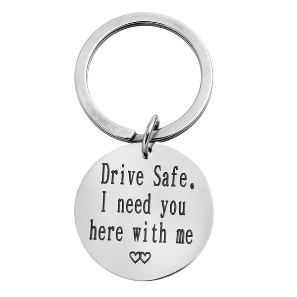 INF Nyckelring för bilnyckel "Drive safe" rostfritt stål Silver