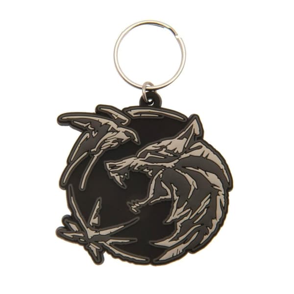 The Witcher Wolf Swallow Star Rubber Keyring Black/Grey One Size