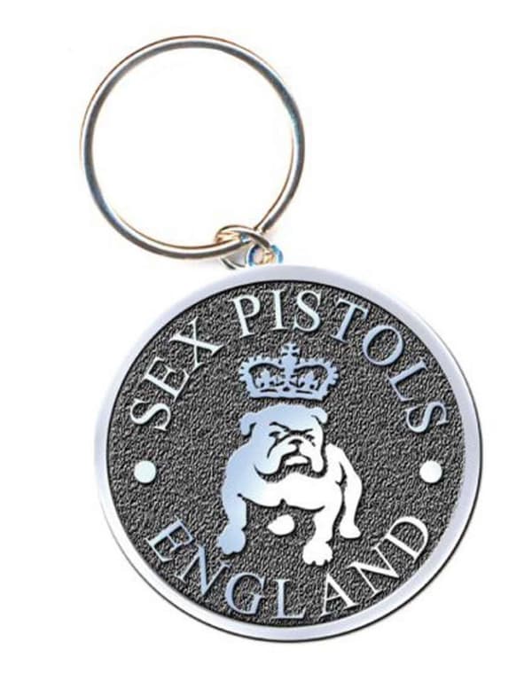 The Sex Pistols Keyring Bull Dog Official Grey Enamel In-Fill One Size