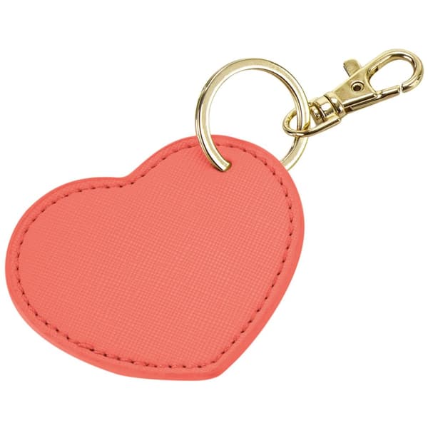 Bagbase Boutique Heart Läder-Look PU nyckelspänne Coral 7cm x 6cm