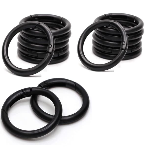 INF Rund karbinhake / öppningsbara ringar 15-pack Svart