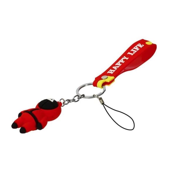 Nyckelring - AVIZAR - Squid Game - Figurin - Silikonarmband - Röd handledsrem