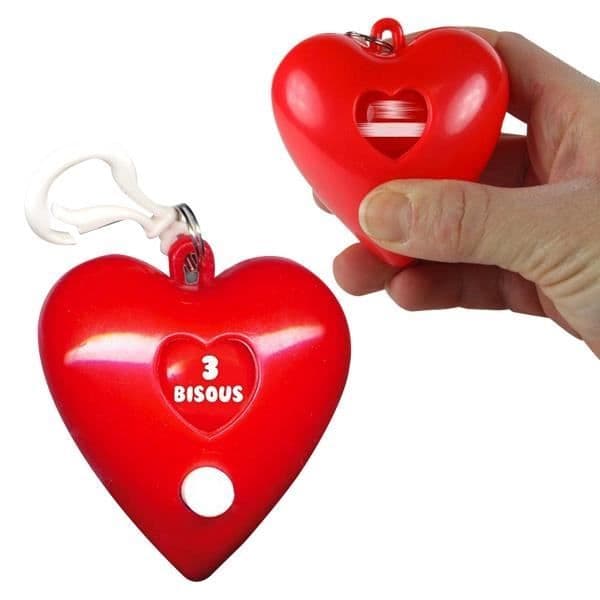 Hjärtformad nyckelring original lotteri kysshjul * Mått: 7 x 6,5 x 4 cm * Fungerar utan batterier Funktioner: