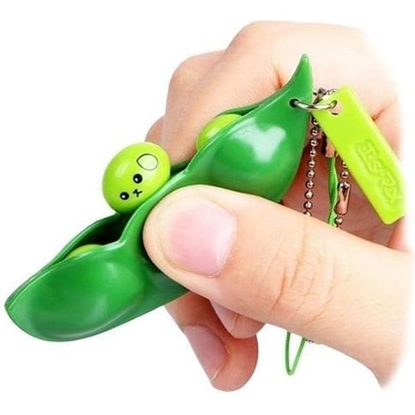 Anti-stress nyckelring - Ej specificerat - Böna - Gummi - Grön - 6,5 x 2 cm
