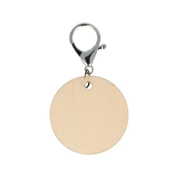 Nyckelring - Ej specificerad - Rund i trä - 5 cm - 3 st - Beige