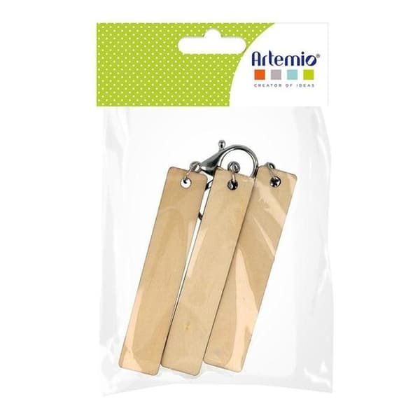 Nyckelring - Ej specificerat - Rektangulär - Trä - 2 x 10 cm - 3 st