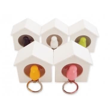 Nyckelhållare och nyckelring - Hytt - Vit fågel - PVC - 75x65x45 mm - Blandat