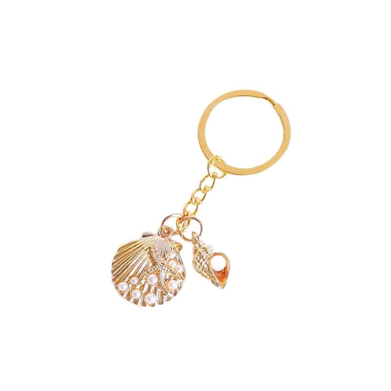 Elegant Pearl Shell nyckelring Guld