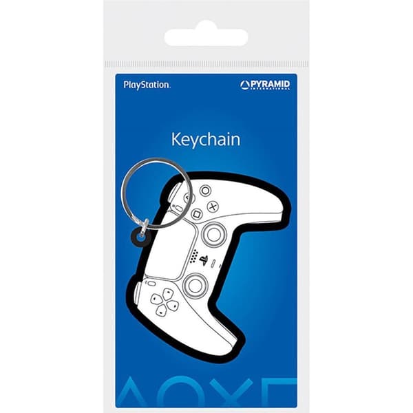 Playstation Controller gummi nøglering White/Black One Size