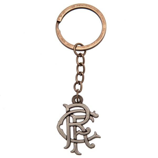 Rangers FC Scroll Crest Keyring Antique Silver 30mm x 25mm