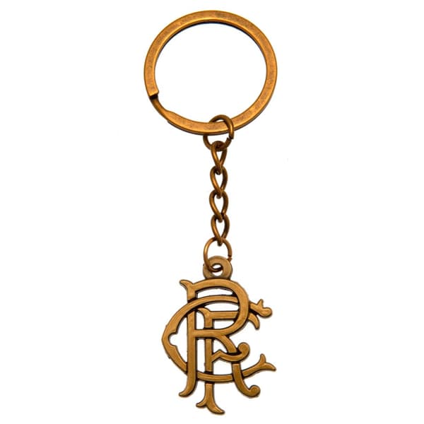 Rangers FC Scroll Crest nyckelring Antique Gold 30mm x 25mm