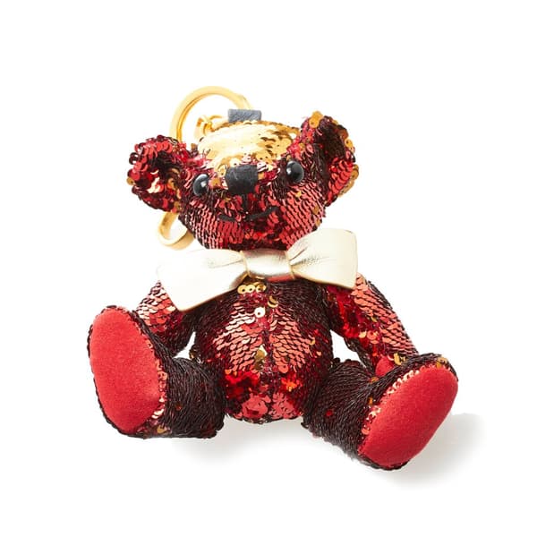 Pre-owned Burberry Thomas Bear Sequin Bag Charm Red