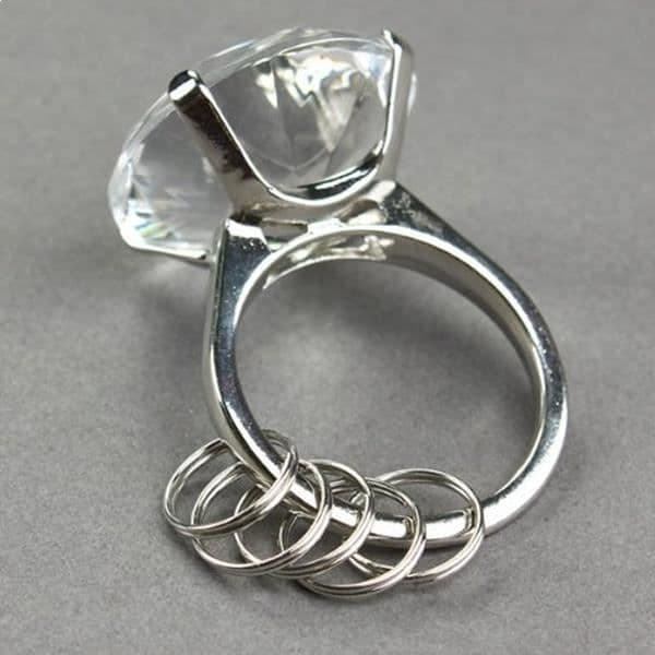 Nyckelringring - Kvinna - 5 ringar - Rosa sten - Ovanlig smycke - Perfekt present
