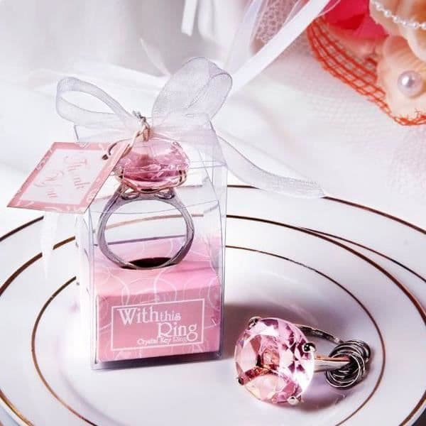 Nyckelringring - Kvinna - 5 ringar - Rosa sten - Ovanlig smycke - Perfekt present