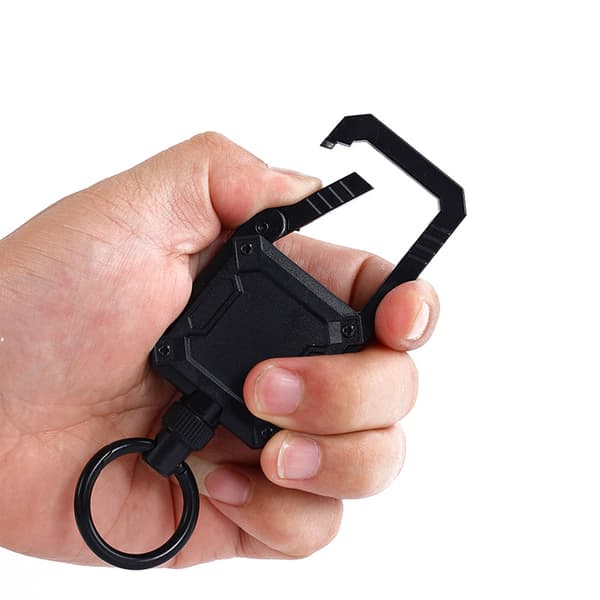 INF Multifunksjonell magnetisk uttrekkbar nøkkelring - 2 stk Sort