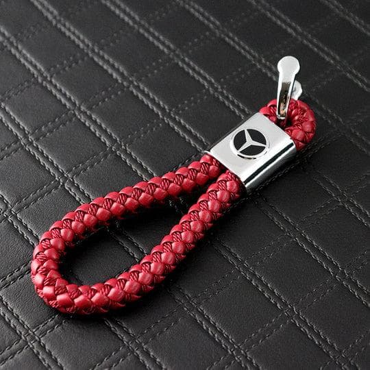 Rød Mercedes - Benz Flettet læder nøglering