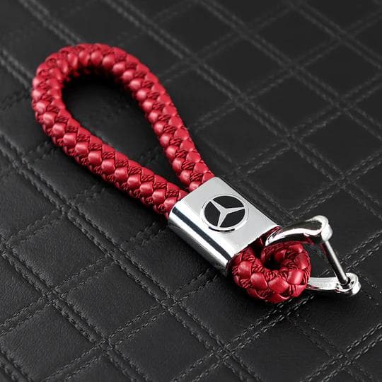 Rød Mercedes - Benz Flettet læder nøglering