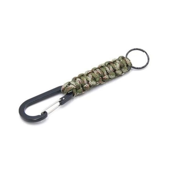 Slittålig Paracord Överlevnads Nyckelring (Karbinhake) Kamouflage Grön Kamouflage Grön