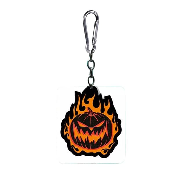 Nightmare Before Christmas Flaming Pumpkin 3D Keyring Orange/Silver One Size