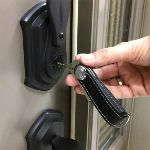 Key Organizer Läder Nyckelhållare Nyckelring Svart