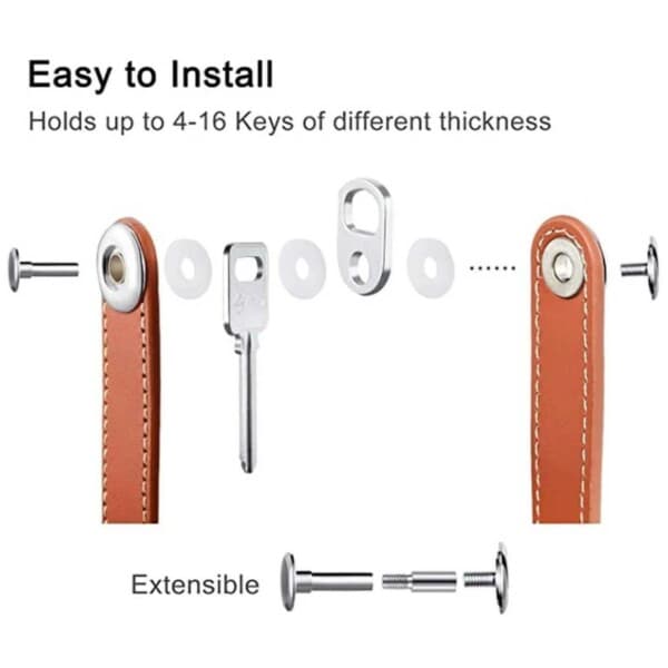 Key Organizer Läder Nyckelhållare Nyckelring Svart