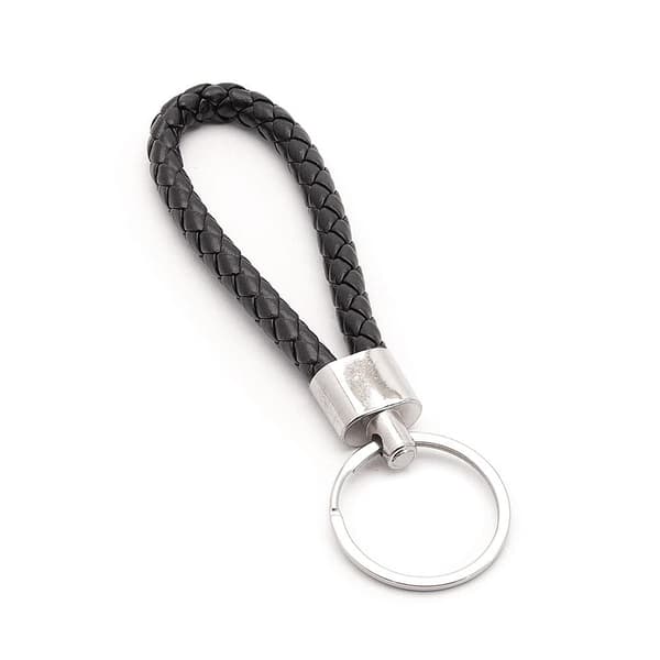 Elegant nyckelring - Läderband flätad - Flera färger Svart