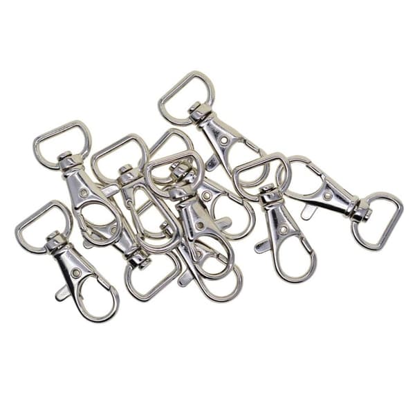 INF Vridbara Halvrunda Ringar med Karbinhake, 10 st Silver 2 cm