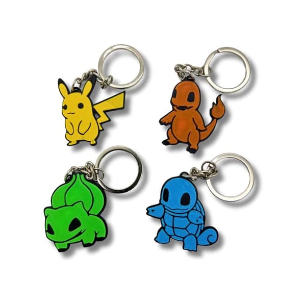Pokemon Pikachu Charmander Squirtle Bulbasaur nøkkelring