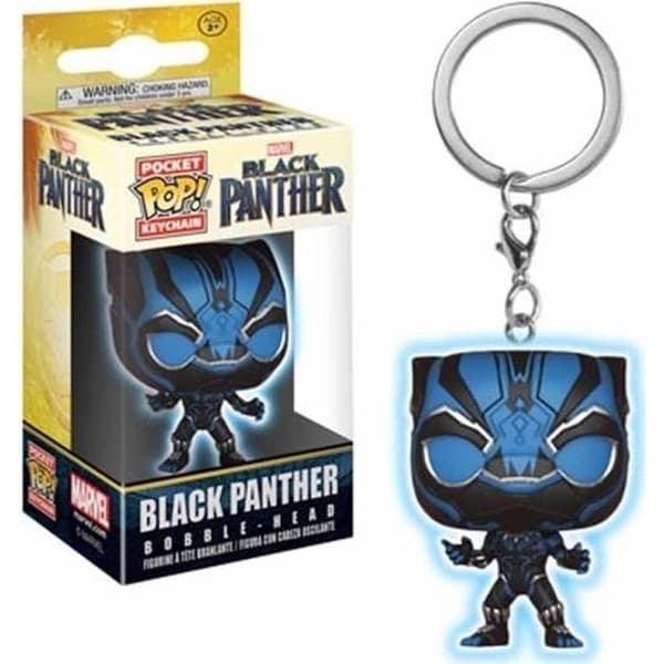 Marvel Black Panther Nyckelring - Black Panther Glow In The Dark Pocket Pop - FUNKO - Tillbehör - Vinyl - Svart