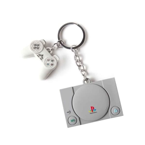 Playstation Nyckelring Nyckelring Konsol och styrenhet 3D gummi ny