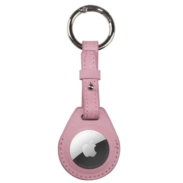 Nyckelringshållare i lyxigt flerfärgat veganskt läder för Apple AirTag, med skyddande fodral Rosa