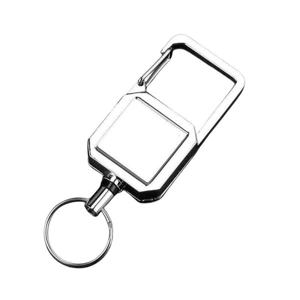 Infällbar nyckelring ID-bricka hållare Silver