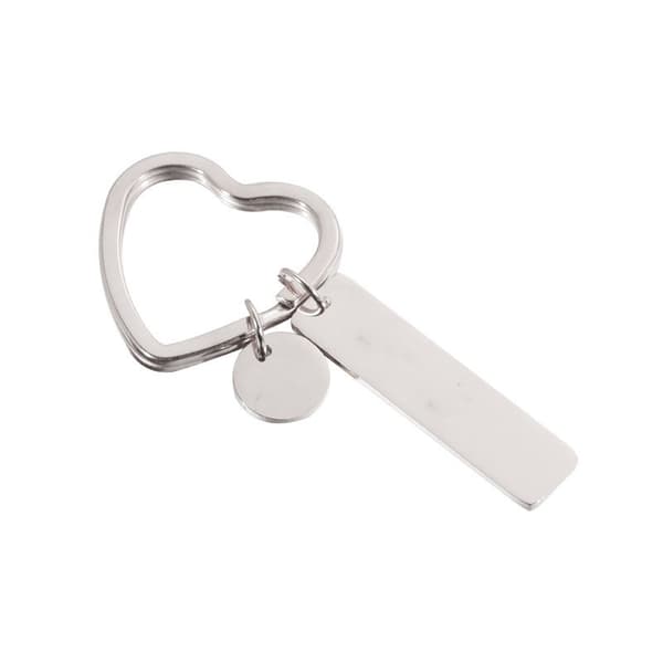 INF 2-pack hjärtformad DIY-nyckelring i rostfritt stål