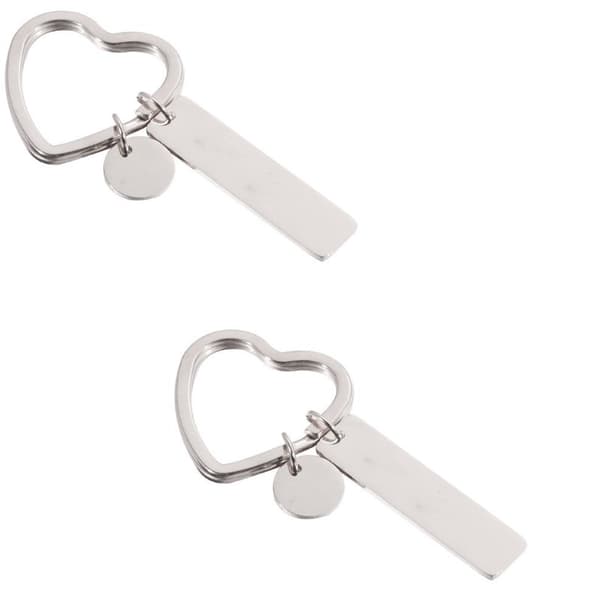 INF 2-pack hjärtformad DIY-nyckelring i rostfritt stål
