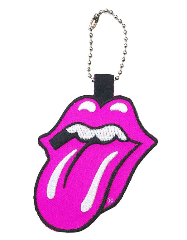 The Rolling Stones Keyring Classic Band Logo Tongue Embroidered Official Pink One Size