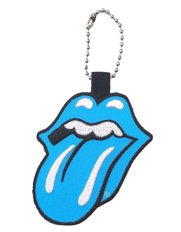 The Rolling Stones Keyring Classic Tongue Embroidered Band Logo Official Blue One Size