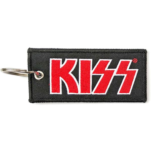 Kiss Dubbelsidig nyckelring med patchad logotyp Black/Red One Size