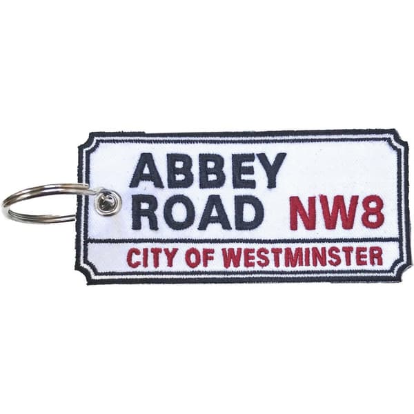 Abbey Road, NW London Road Sign Double Sided Patch Keyring White/Black/Red One Size