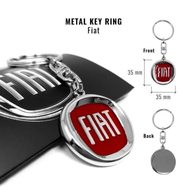 Officiell Fiat metallnyckelring, färglogotyp, 35 x 35 mm