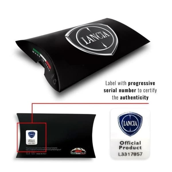 Lancia officiell nyckelring i metall, sköldlogotyp, 31 x 30 mm