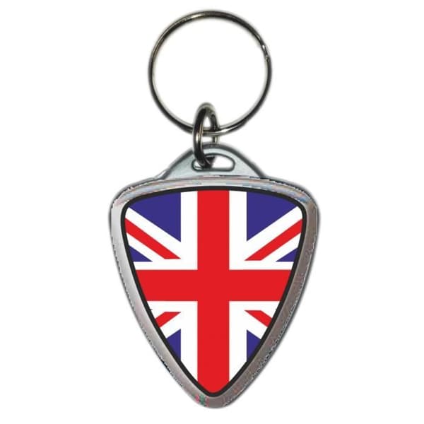 Motorcykel nyckelring Soft Kry Shield England Flagga Silver Base